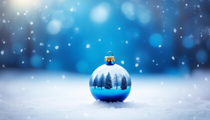 Wall Mural - Beautiful christmas bauble in the snow
