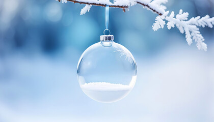 Wall Mural - Beautiful empty snow bauble, add your own text or objects