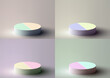 3D realistic empty pastel color podium stand on soft background
