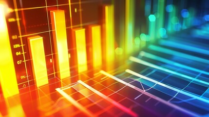 Fototapete - Colorful bar charts and line graphs representing financial data, illustrating the performance and trajectory of a successful business.
