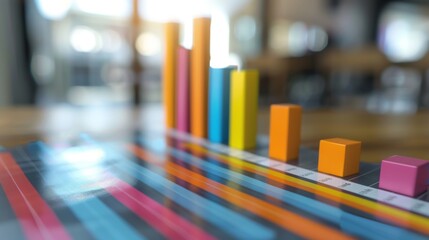 Fototapete - Colorful bar charts and line graphs representing financial data, illustrating the performance and trajectory of a successful business.