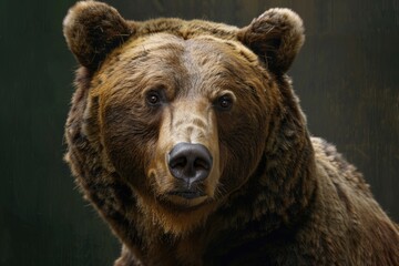 Detailed close-up of a brown bear's face, perfect for wildlife enthusiasts