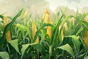 Sticker - A scenic view of a corn field. Perfect for agricultural concepts