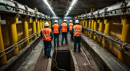 Wall Mural - Workers in the construction of a subway tunnel.