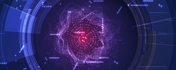 Aufkleber - Abstract Technology Digital Circles of Particles. Futuristic Background. Big Data Visualization. Cyber Concept.