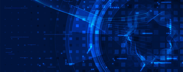 Aufkleber - Abstract Technology Digital Circles of Particles. Futuristic Background. Big Data Visualization. Cyber Concept.