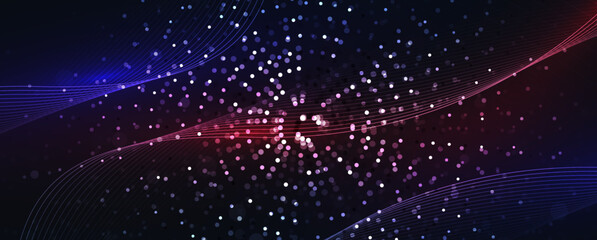 Aufkleber - Abstract Technology Digital Circles of Particles. Futuristic Background. Big Data Visualization. Cyber Concept.