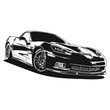 © Joni - sport car z06 black and white illustration