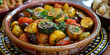 Moroccan style tajin vegetables. AI generative.