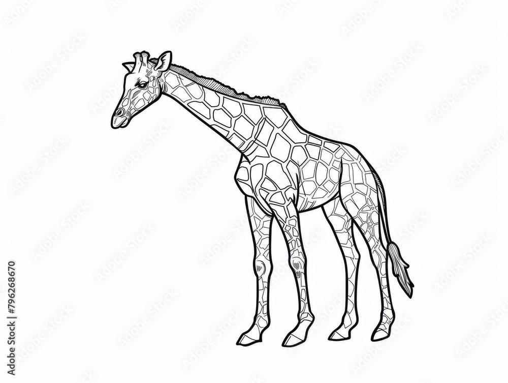 Giraffe Coloring Pages for Kids, Preschoolers, Simple Coloring Book