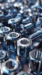 © 220 AI Studio - Industrial design of hexagonal bolts and nuts magnified in a mechanical setting