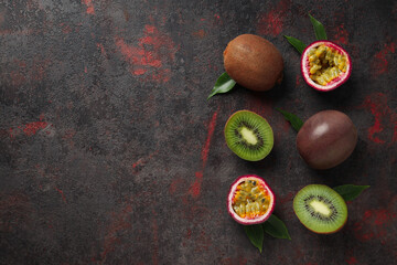 Wall Mural - Concept of delicious and fresh exotic fruits