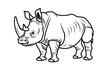 basic cartoon clip art of a Rhino, bold lines, no gray scale, simple coloring page for toddlers