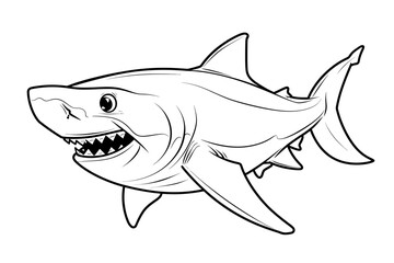 Wall Mural - basic cartoon clip art of a Shark, bold lines, no gray scale, simple coloring page for toddlers