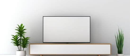 Aufkleber - White TV stand with plant and blank frame