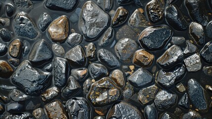 Poster - Close up of rocks in a body of water. Suitable for nature and landscape themes