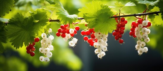 Wall Mural - Red and white berries on tree branches