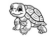 basic cartoon clip art of a Turtle, bold lines, no gray scale, simple coloring page for toddlers