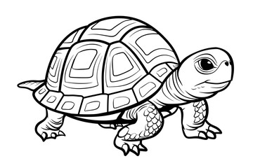 Wall Mural - basic cartoon clip art of a Turtle, bold lines, no gray scale, simple coloring page for toddlers