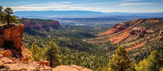 Canvas Print - Valley with distant mountain peaks