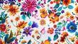 Vibrant floral pattern on a clean white background, perfect for various design projects