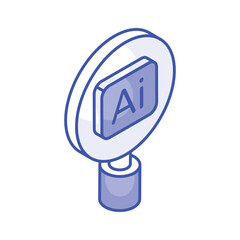 Sticker - Artificial intelligence searching icon design, isometric vector