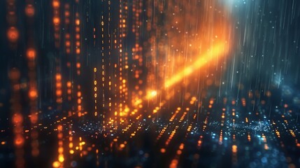 A binary code pattern cascading down a dark background, symbolizing the fundamental language of computers.