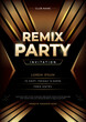 Golden Remix Party Poster Flyer Template. Vector illustration template for concert, disco, club party, event invitation, cover festival.