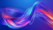 Neon wave moving. Abstract colorful wavy background in bright neon blue and violet colors. Modern colorful wallpaper. 3d rendering.