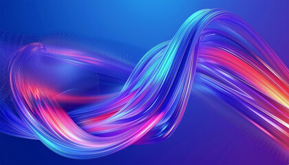 Neon wave moving. Abstract colorful wavy background in bright neon blue and violet colors. Modern colorful wallpaper. 3d rendering.