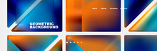 Colorfulness Of Blue And Orange Geometric Backgrounds In Various Tints And Shades, Creating A Fluid And Dynamic Visual Effect. Inspired By Office Application Software Design
