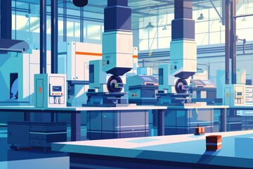 Wall Mural - A factory filled with lots of machines and machinery. Ideal for illustrating industrial processes and manufacturing