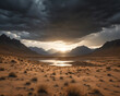 desert sunset with dramatic clouds
