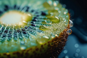 Wall Mural - Soft Fuzzy Surface of a Sliced Kiwi Fruit.
