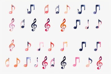Wall Mural - Vibrant musical notes painted in various hues. Ideal for music-themed designs