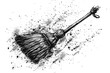 Simple black and white illustration of a broom. Suitable for various design projects