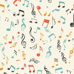 Wall Mural - Musical notes on a plain white background. Suitable for music-related designs