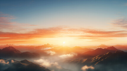 Wall Mural - sunset over the mountains