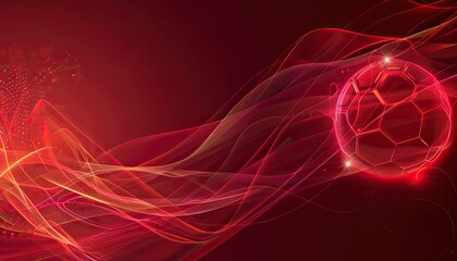 vector of soccer background. football wallpaper with light trail and ball icon. football theme template fit with social media post size. red as main color