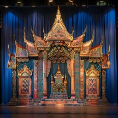 Wall Mural - Beautiful Thai temple background from AI concept.