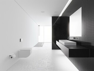 Wall Mural - A minimalist contemporary bathroom