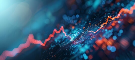 Poster - Business increase line chart data. Finance economy market visualization. Generative AI technology.	
