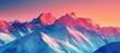 Snow mountain landscape background with colorful vibrant sunset. Generative AI technology.	
