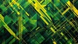 A flat vector background with geometric shapes in shades of green and yellow