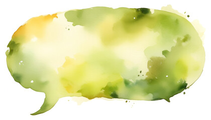 Abstract watercolor speech bubble in green and yellow hues, ideal for expressing eco-friendly concepts or promoting sustainability messages on Earth Day