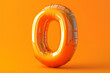 Futuristic orange inflatable numeral zero against an orange background