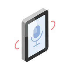 Wall Mural - microphone inside mobile, concept icon of voice recorder, audio recording device