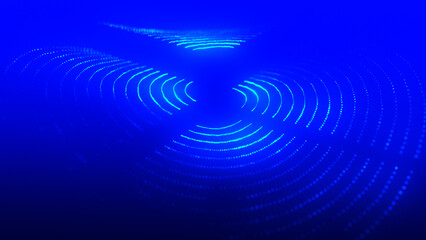 Wall Mural - futuristic torn sphere from a stream of particles. abstract background of radial halftone dots. 3d d