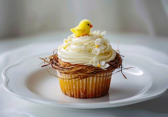 Wall Mural - a cupcake with a bird on top