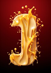 Poster - a yellow liquid splashing in the shape of a letter j